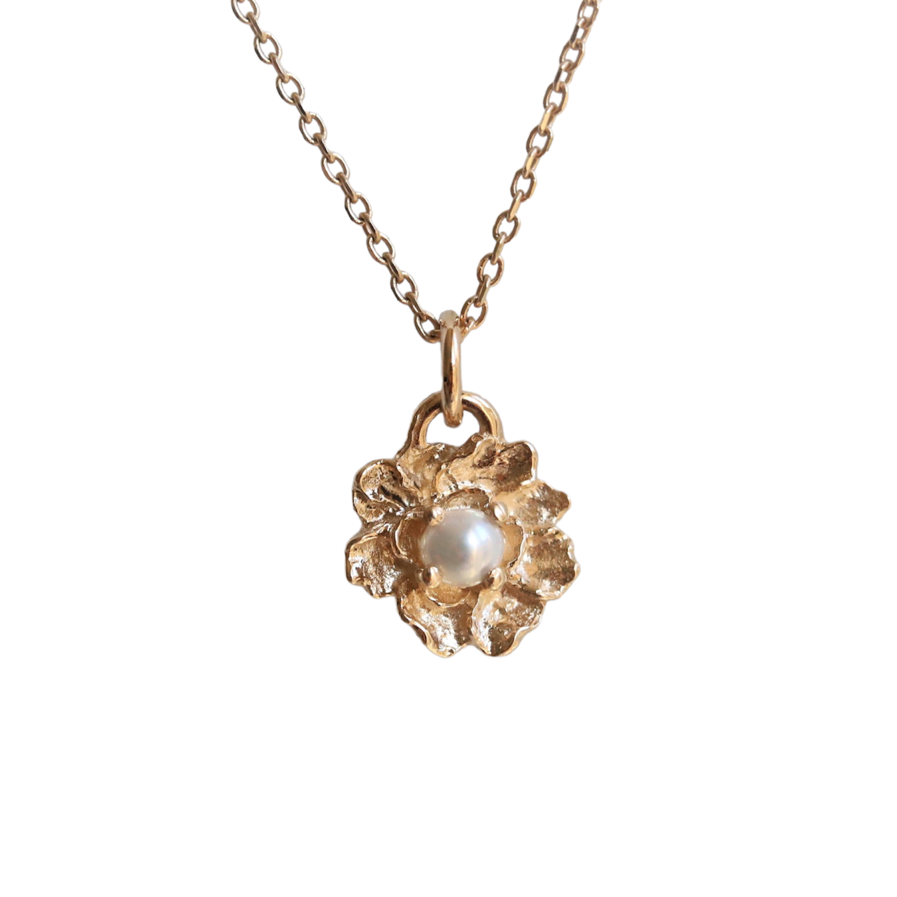 Peony No.2  14K Freshwater Pearl & Peony Necklace – Emi Conner Jewelry