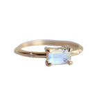 Stella | 14K Emerald Cut Rainbow Moonstone Hidden Star East West Ring