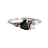 Brie | Heart Black Onyx & Green Sapphire Cluster Ring