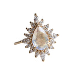 Lana | Pear Rainbow Moonstone Halo Ring