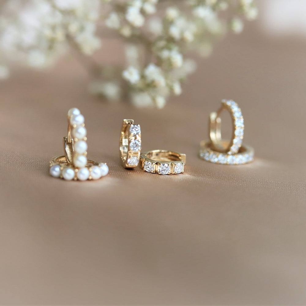 14K Huggie 0.4 ct. Diamond Hinged Hoop Earrings - Emi Conner Jewelry 