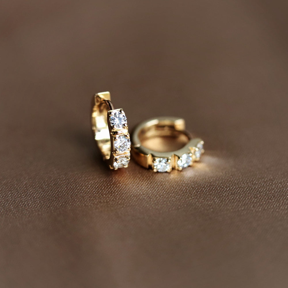 14K Huggie 0.4 ct. Diamond Hinged Hoop Earrings - Emi Conner Jewelry 