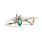 Ophelia | 14K Pear Natural Emerald and Diamond Ring - Emi Conner Jewelry 