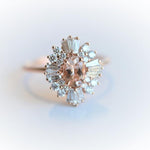 Victoria | 14K Morganite & Diamond Fancy Halo Luxury Ring - Emi Conner Jewelry 