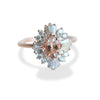 Victoria | 14K Morganite & Diamond Fancy Halo Luxury Ring - Emi Conner Jewelry 
