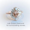 Victoria | 14K Morganite & Diamond Fancy Halo Luxury Ring - Emi Conner Jewelry 